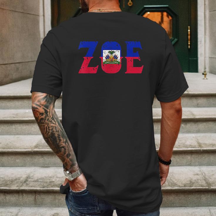 Zoe Haiti Flag Mens Back Print T-shirt Gifts for Men