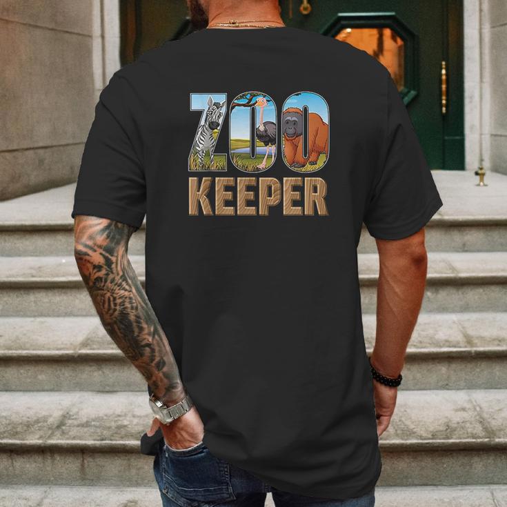 Zookeeper Costume African Savanna Zoo Keeper Animals Lover Mens Back Print T-shirt Gifts for Men