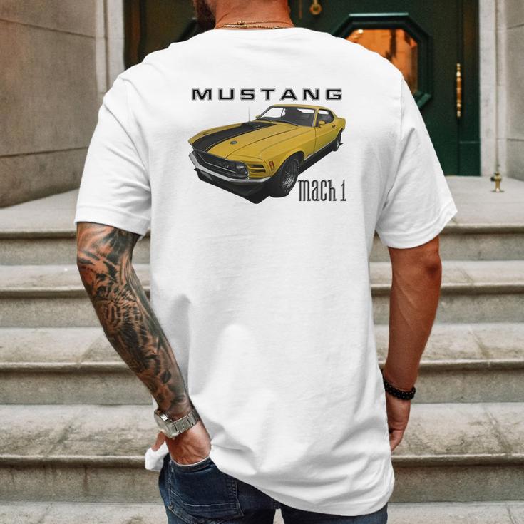 1970 Ford Mach1 Yellow Mens Back Print T-shirt Gifts for Men