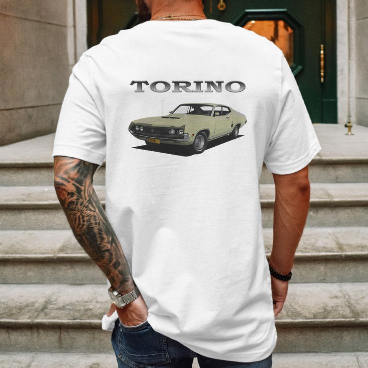 1970 Ford Torino Cream Mens Back Print T-shirt Gifts for Men