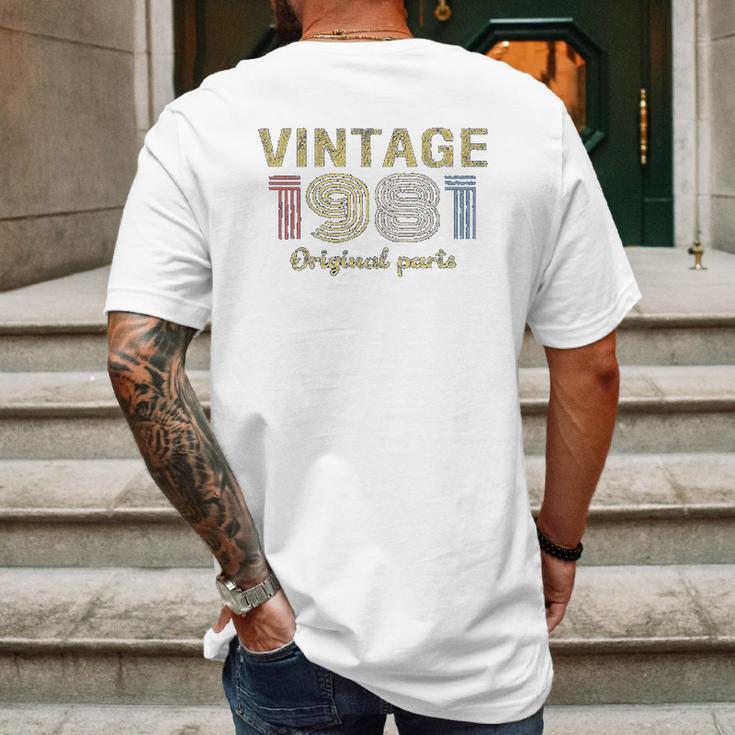 40Th Birthday Gift Vintage 1981 Original Parts Mens Back Print T-shirt Gifts for Men