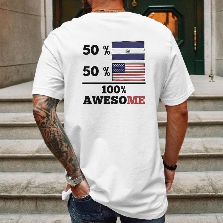 50 El Salvadorian 50 American 100 Awesome Mens Back Print T-shirt Gifts for Men