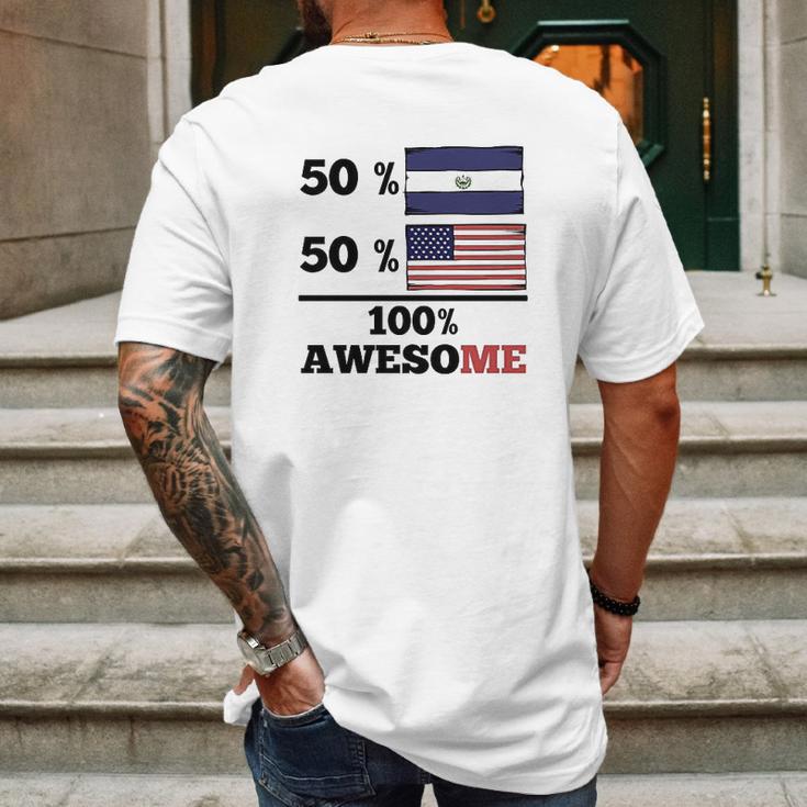 50 Percent El Salvadorian 50 Percent American Mens Back Print T-shirt Gifts for Men