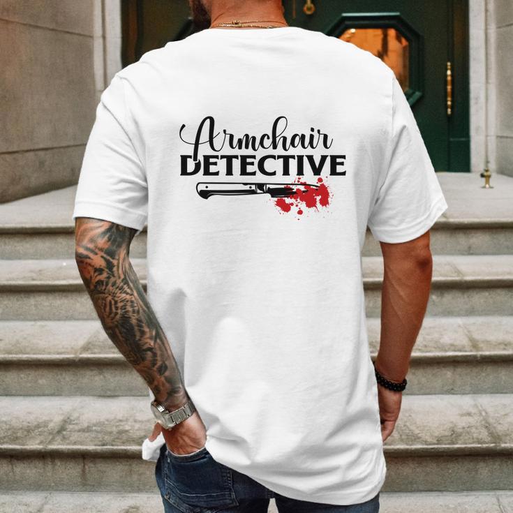 Armchair Detective Crime Junkie Lovers True Crime Mens Back Print T-shirt Gifts for Men