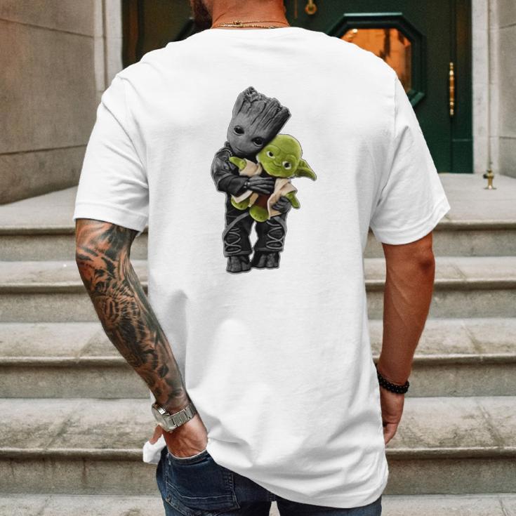 Baby Groot Hugging Baby Yoda Mens Back Print T-shirt Gifts for Men