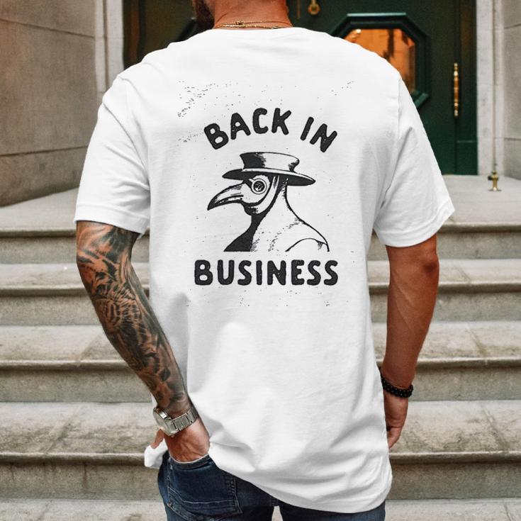 Back In Business Funny Plague Doctor Graphic Mens Back Print T-shirt Gifts for Men