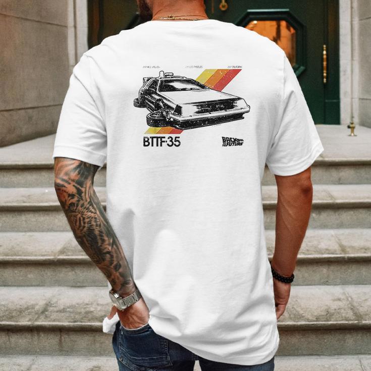 Back To The Future 35Th Retro Stripe Delorean Mens Back Print T-shirt Gifts for Men