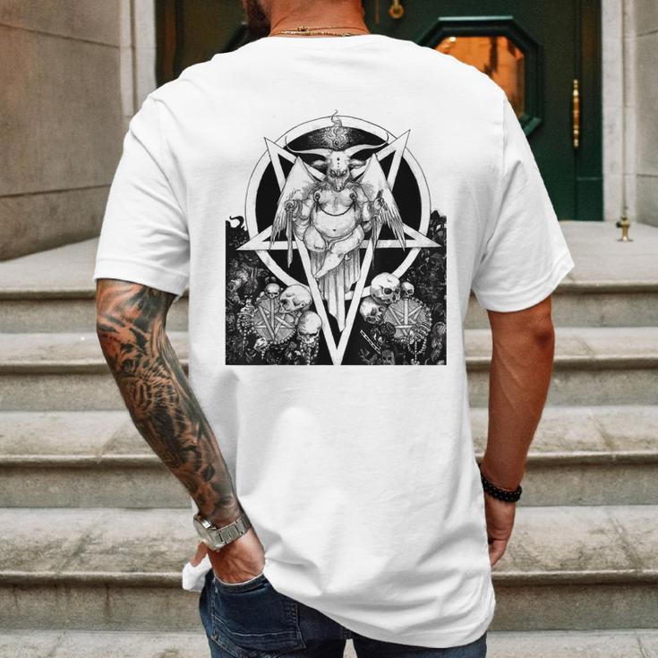 Baphomet Satanist Goat Satanic Dark Art Evil 666 Pentagram Mens Back Print T-shirt Gifts for Men