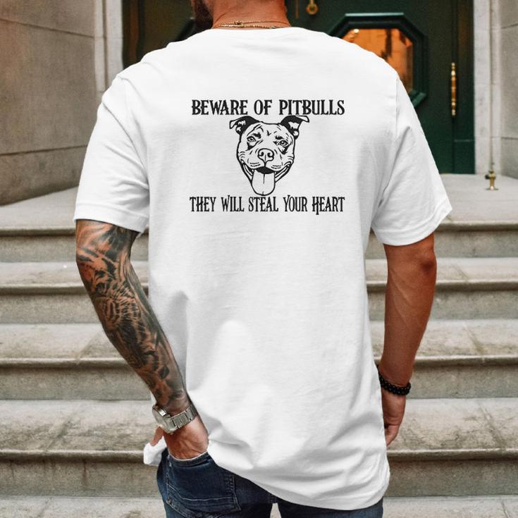 Beware Of Pit Bulls Mens Back Print T-shirt Gifts for Men