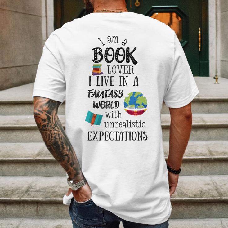 I Am A Book Lover In A Fantasy World Mens Back Print T-shirt Gifts for Men