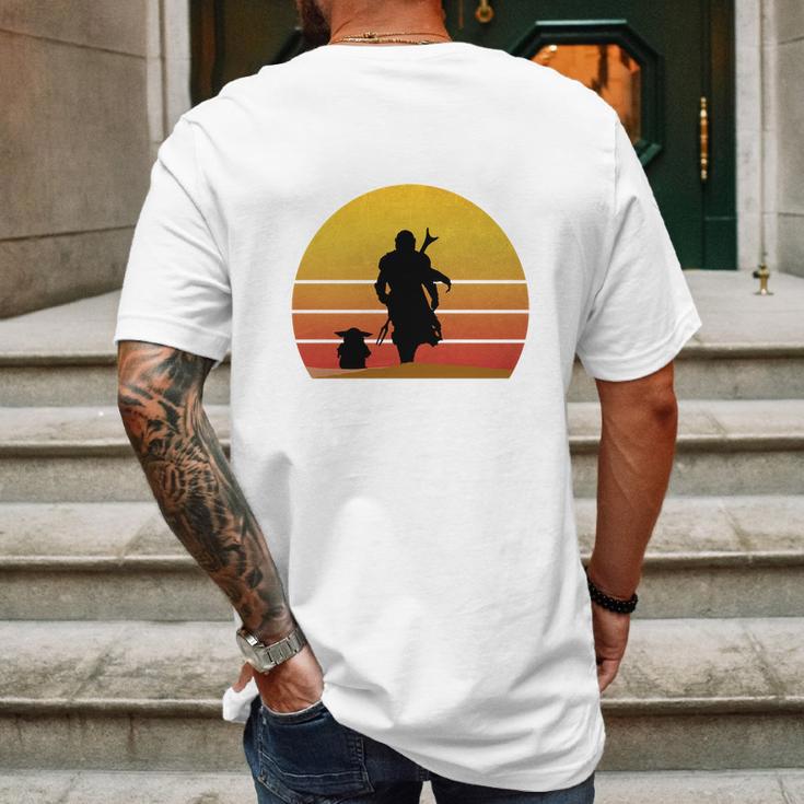 Bounty Hunter And Baby Mandalorian Mens Back Print T-shirt Gifts for Men