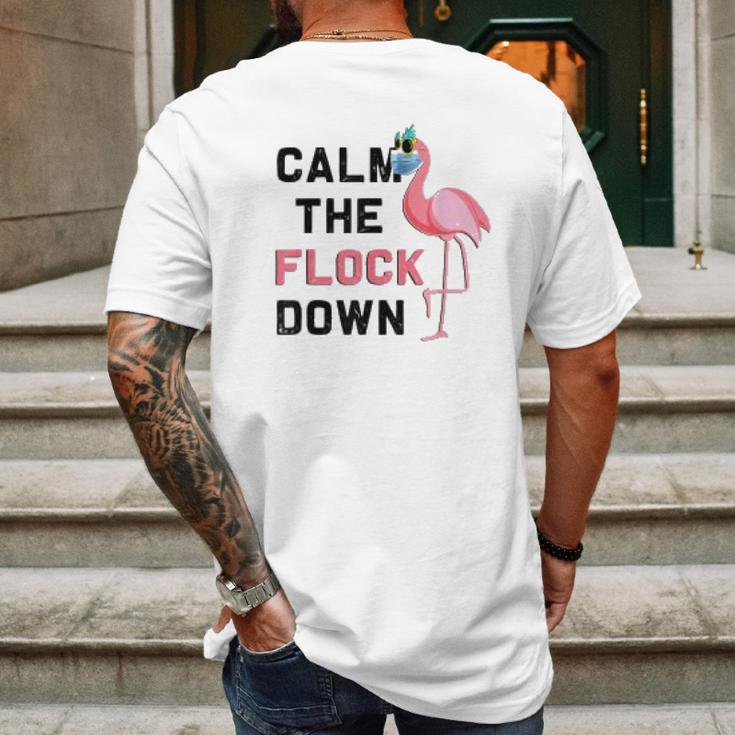 Calm The Flock Down Social Distancing Mens Back Print T-shirt Gifts for Men