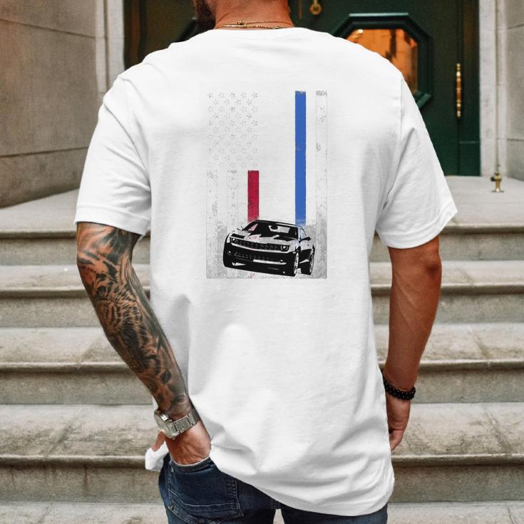 Camaro Lover - American Flag T-Shirt Mens Back Print T-shirt Gifts for Men