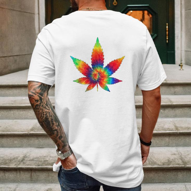 Cannabis Tie Dye Hippie Stoner Gift Mens Back Print T-shirt Gifts for Men