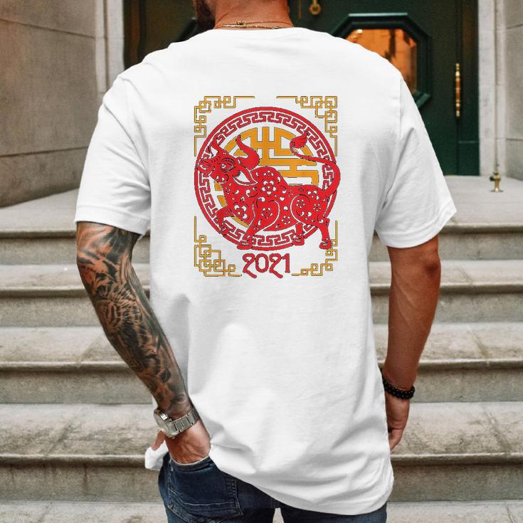 Chinese New Year Of Ox 2021 Ornamental Zodiac Bulls Mens Back Print T-shirt Gifts for Men