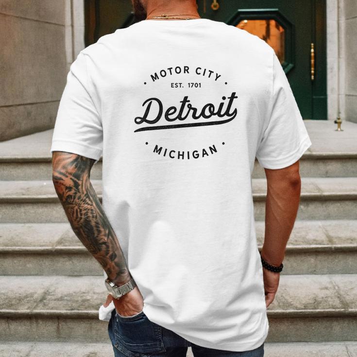 Classic Retro Vintage Detroit Michigan Motor City Mens Back Print T-shirt Gifts for Men