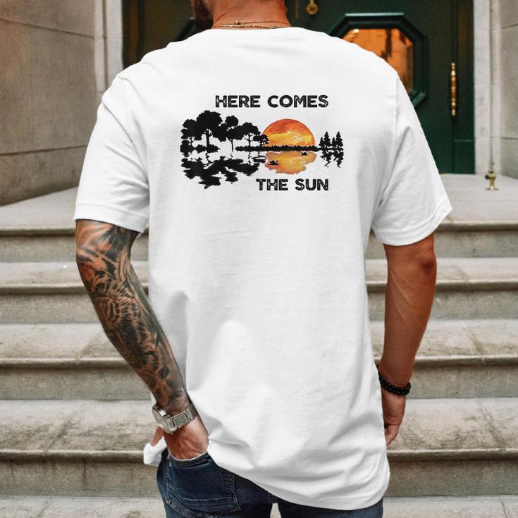 Here Comes The Sun Guitar Silhouette Music Lover Graphic Mens Back Print T-shirt Gifts for Men