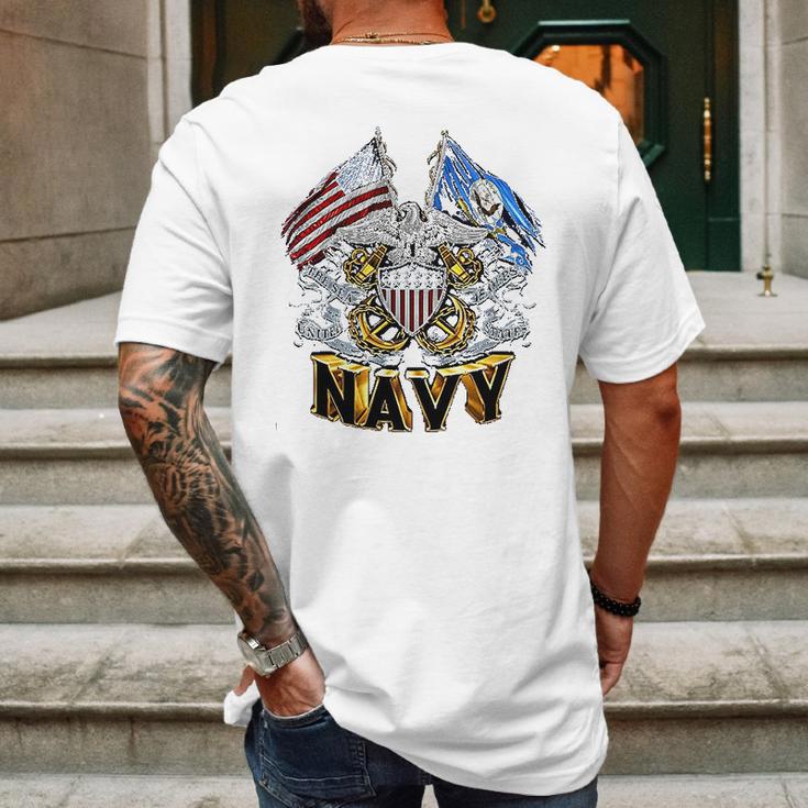 Double Flag Usn Navy Mens Back Print T-shirt Gifts for Men