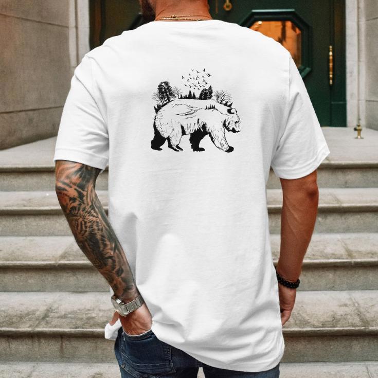 Earth Day Bear W Birds Fores Mens Back Print T-shirt Gifts for Men