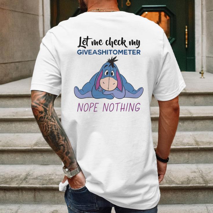 Eeyore Let Me Check My Giveashitometer Nope Nothing Mens Back Print T-shirt Gifts for Men