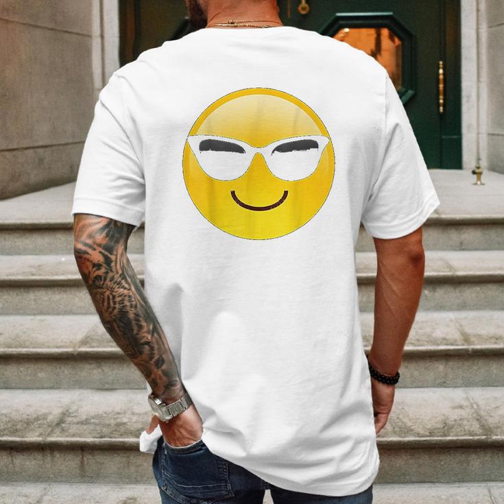 Emoji Cool Shades Smiley Face Sunglasses Confident Awesome Mens Back Print T-shirt Gifts for Men