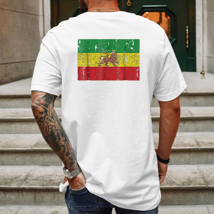 Ethiopian Flag Rasta Reggae Roots Clothing Mens Back Print T-shirt Gifts for Men