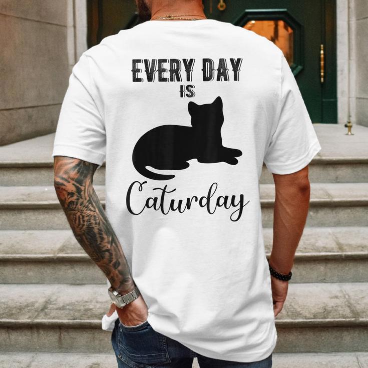 Everyday Is Caturday Funny Black Cat Lovers Gifts Mens Back Print T-shirt Gifts for Men