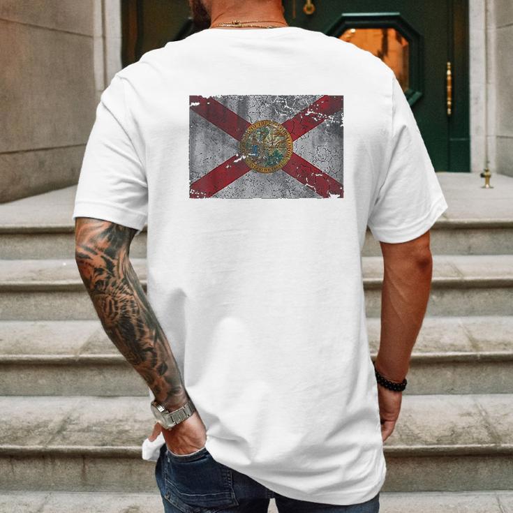 Florida Flag Vintage Fade Mens Back Print T-shirt Gifts for Men