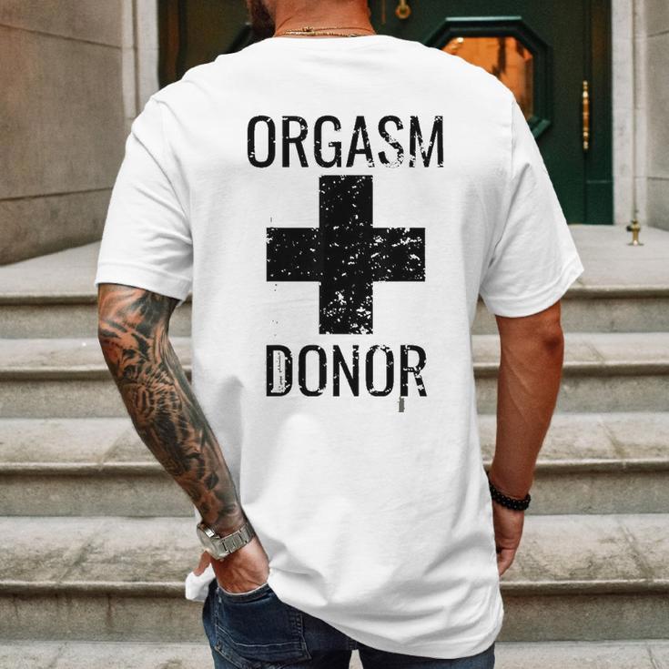 Funny Distressed Orgasm Donor Mens Back Print T-shirt Gifts for Men