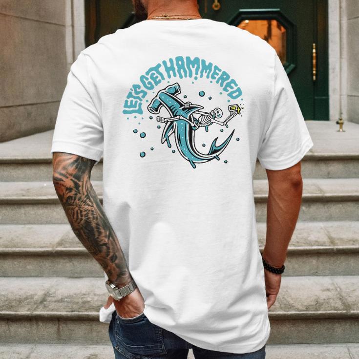 Funny Hammerhead Shark Drinking Pun Lets Get Hammered Party V2 Mens Back Print T-shirt Gifts for Men