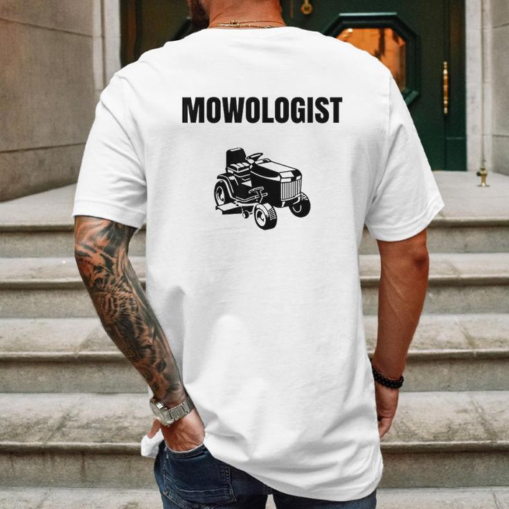 Funny Lawnmower Mowologist Landscaper Mens Back Print T-shirt Gifts for Men