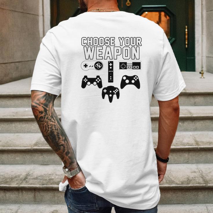 Gamer Choose Your Weapon Mens Back Print T-shirt Gifts for Men