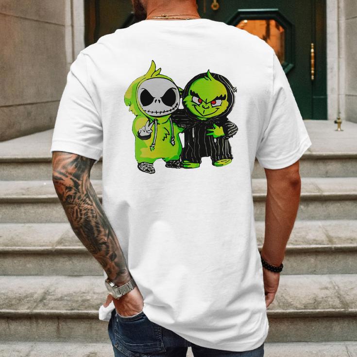 Grinch And Jack Skellington Mens Back Print T-shirt Gifts for Men