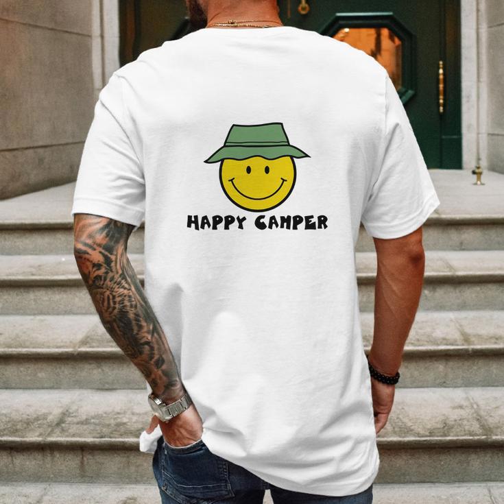 Happy Camper Camping Smiley Face Mens Back Print T-shirt Gifts for Men