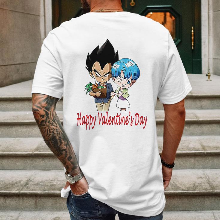 Happy Valentine Day Vegeta And Bulma Couple Mens Back Print T-shirt Gifts for Men