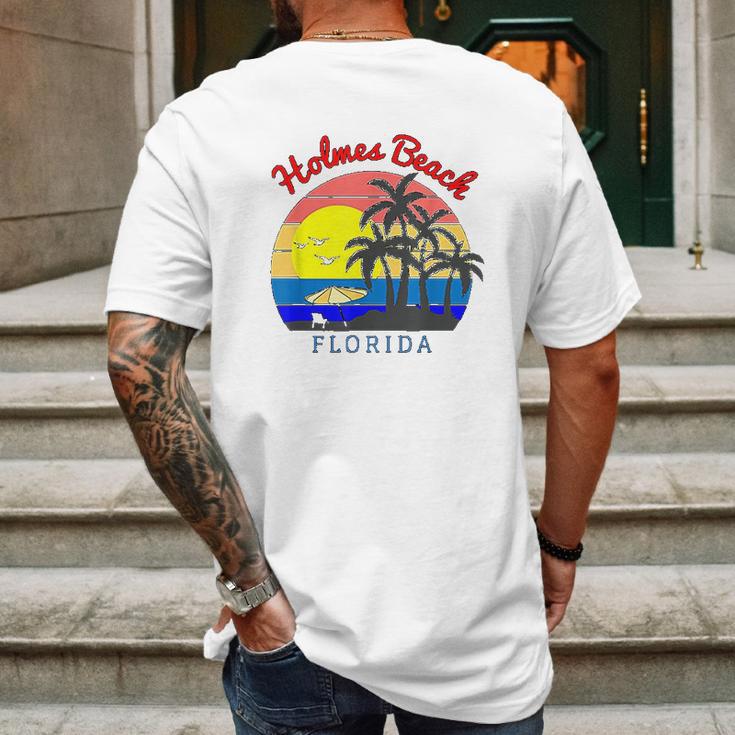 Holmes Beach Florida Vintage Retro Beach Sunset Gift Mens Back Print T-shirt Gifts for Men