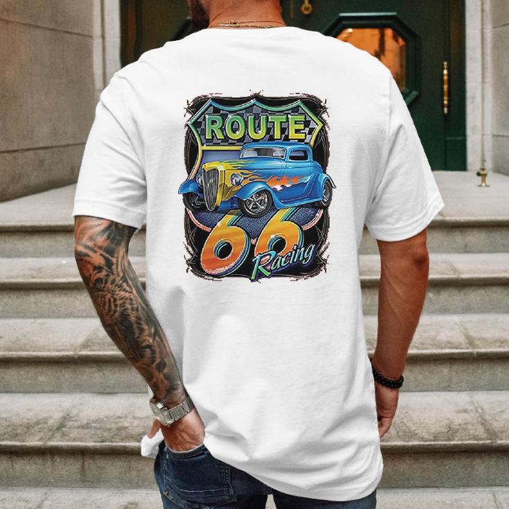 Hot Rod Route 66 Sign Mens Back Print T-shirt Gifts for Men