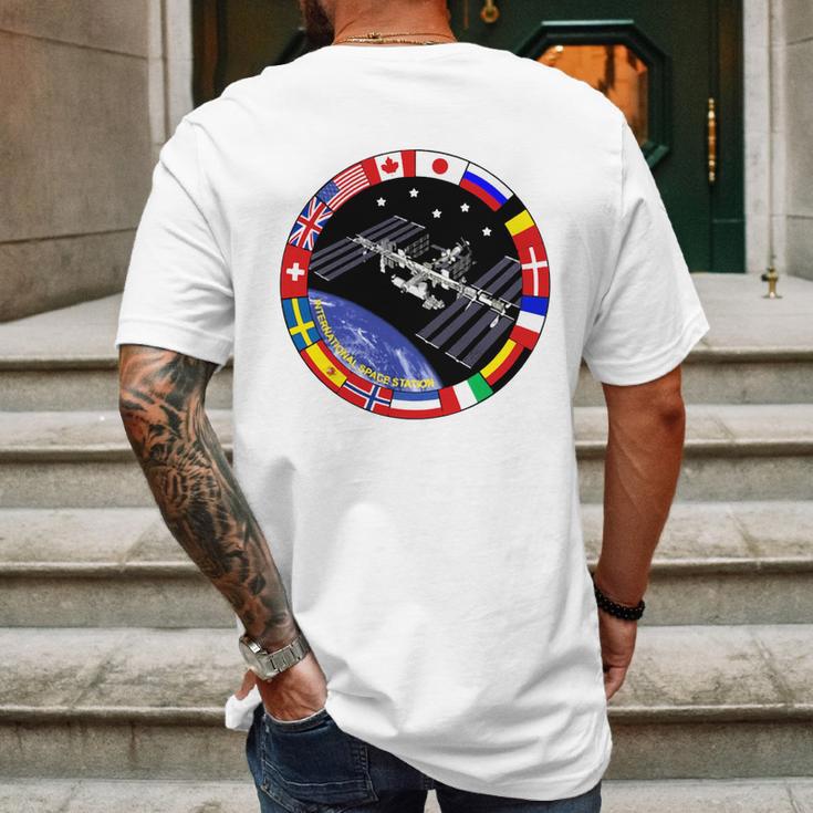 International Space Station T-Shirt Nasa Iss Flag Logo Mens Back Print T-shirt Gifts for Men