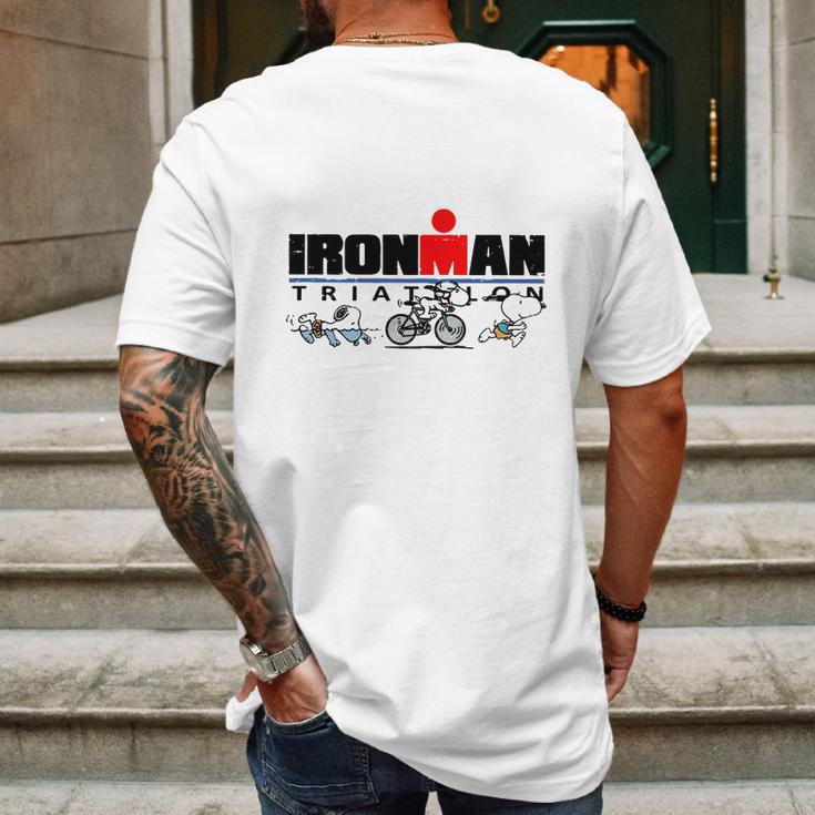 Ironman Triathlon Snoopy Mens Back Print T-shirt Gifts for Men