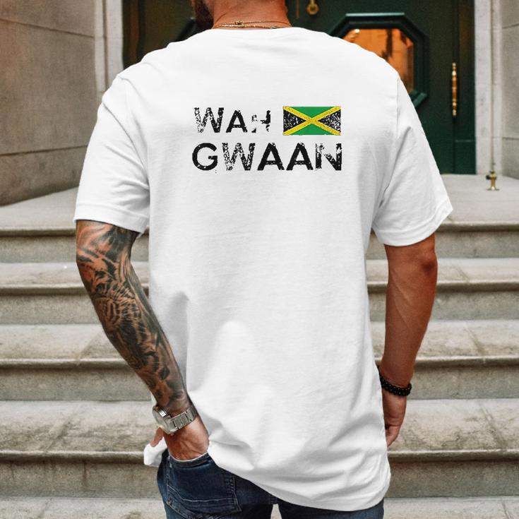 Jamaica Wah Gwaan Flag Jamaican Pride Fan Gift Mens Back Print T-shirt Gifts for Men