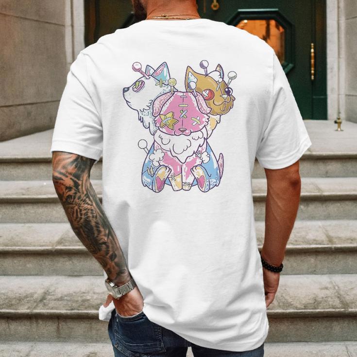 Kawaii Pastel Goth Voodoo Doll Cute Creepy 3 Headed Dog Mens Back Print T-shirt Gifts for Men