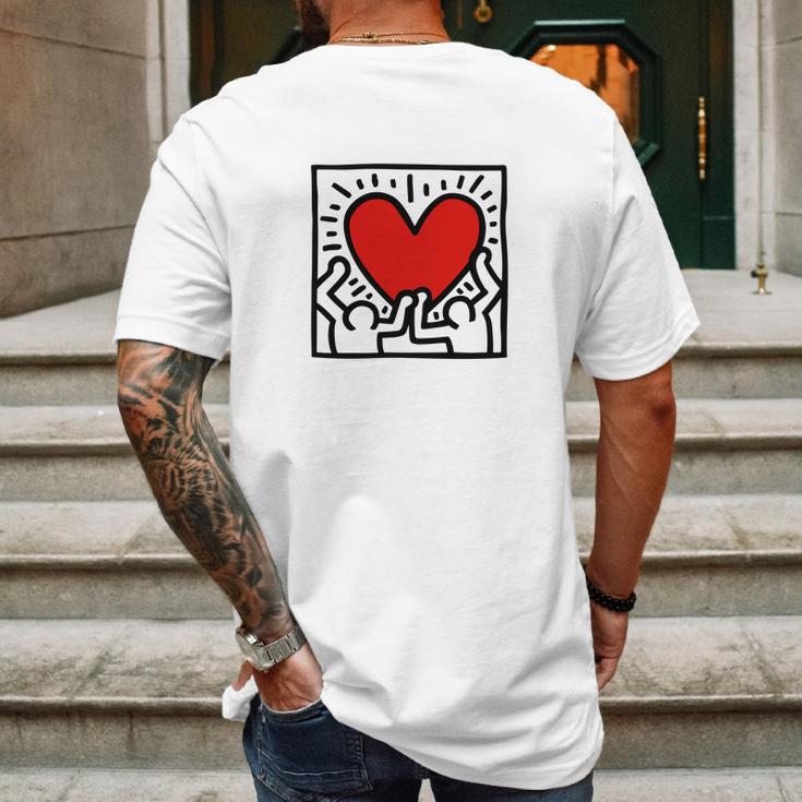 Keith Haring Heart Mens Back Print T-shirt Gifts for Men