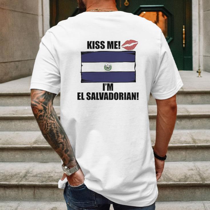 Kiss Me Im El Salvadorian Cute El Salvador Flag Mens Back Print T-shirt Gifts for Men