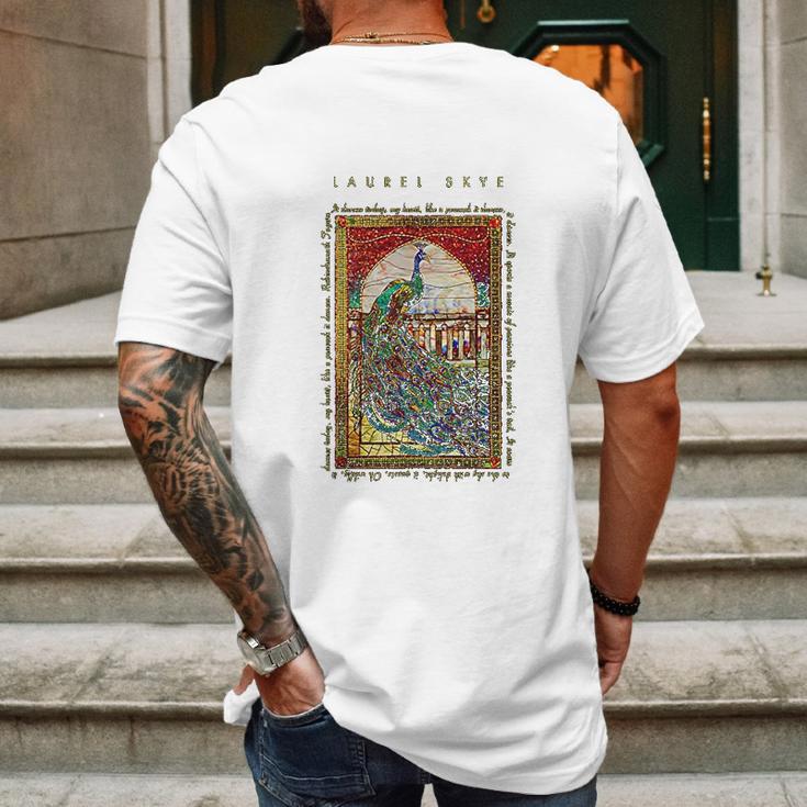 Laurel Skye Peacock Mosaic Art Mens Back Print T-shirt Gifts for Men