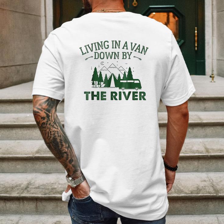 Living In A Van Down By The River Summer Camping Home Mens Back Print T-shirt Gifts for Men