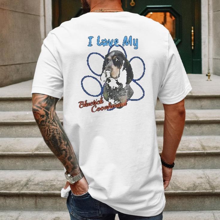 I Love My Bluetick Coonhound Dog Lover Paws Print Mens Back Print T-shirt Gifts for Men