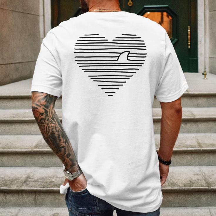 Love Shark Minimalist Line Drawing Shark Fin Mens Back Print T-shirt Gifts for Men