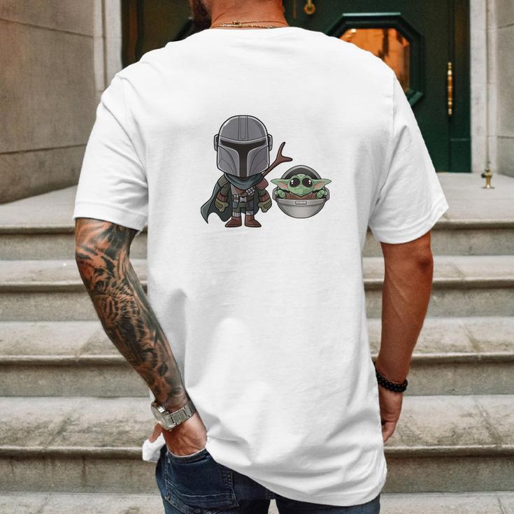 Mandalorian Cute Chibi Mens Back Print T-shirt Gifts for Men