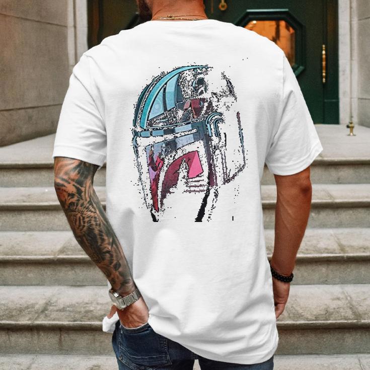 Mandalorian Helmet Reflection Mens Back Print T-shirt Gifts for Men