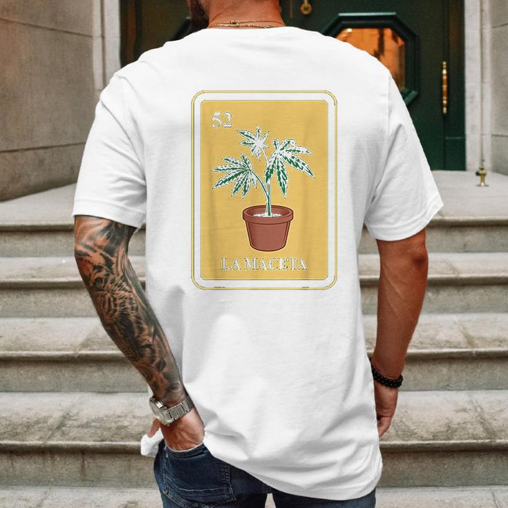 Mexican La Maceta Lottery Traditional Marijuana Cannabis Mens Back Print T-shirt Gifts for Men